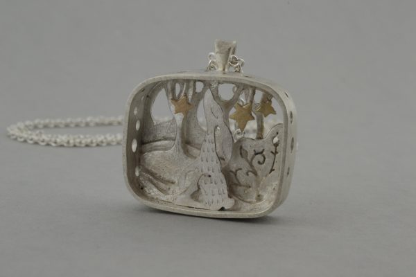 Hare and stars in silver and gold