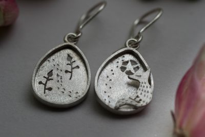 Fox silver earrings