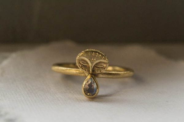 owl face ring from the front