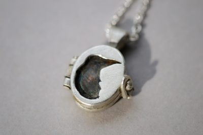 Crow locket ~ sterling silver necklace